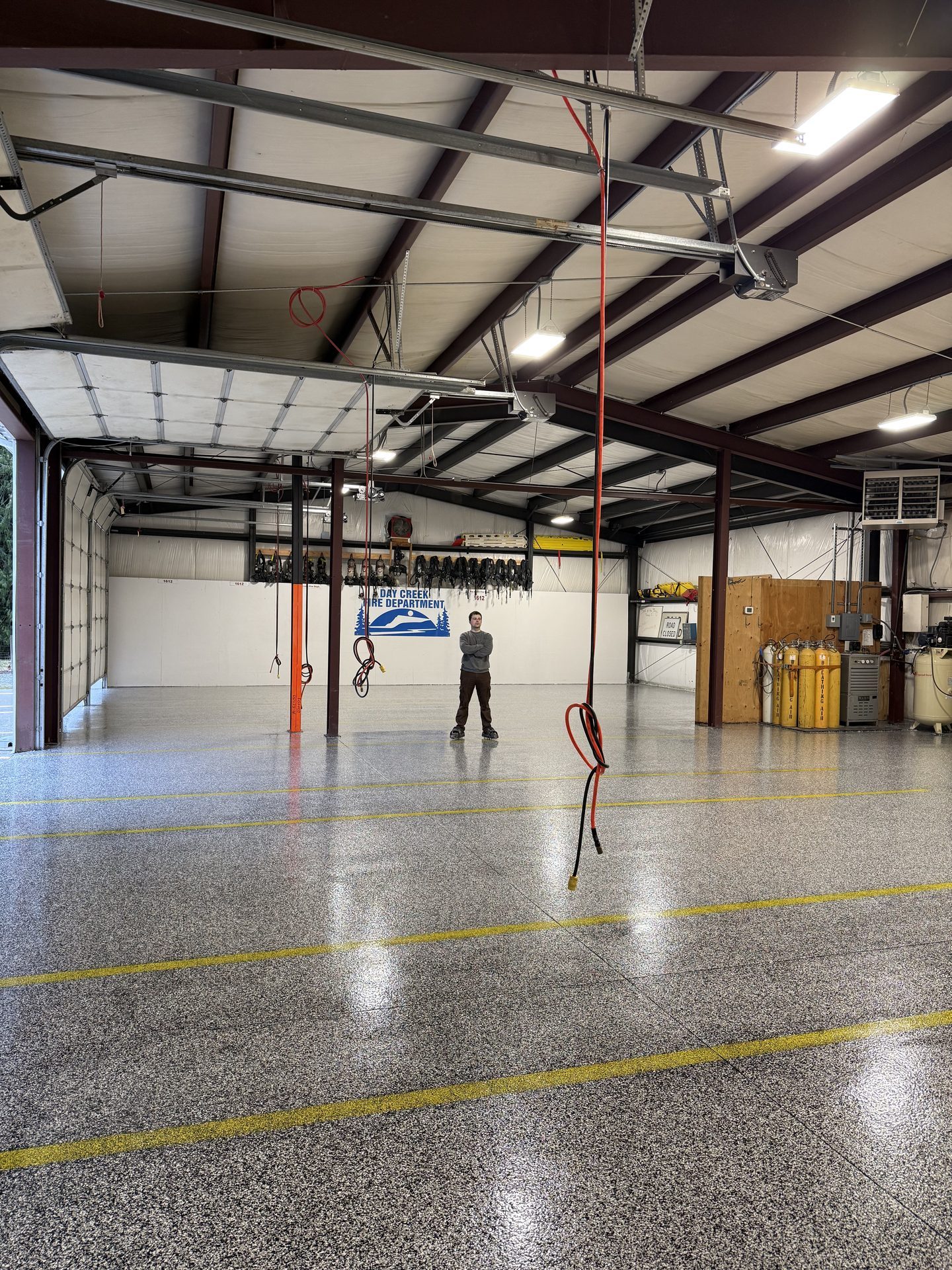 Fire station - 5,000 sq ft flake floor with parking lines